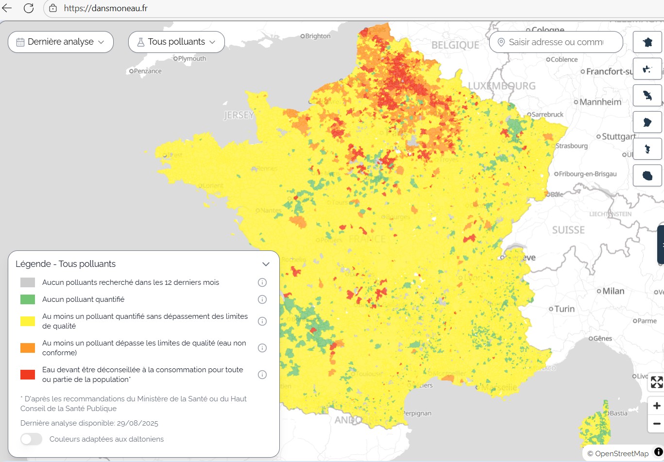 Carte interactive des polluants en France